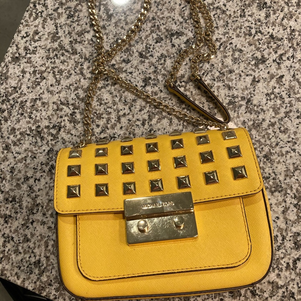 Michael Kors yellow studded cross body